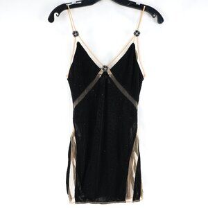 God Save Queens Angelina Mini Dress with Sheer Panels in Black Size Small (NWT)